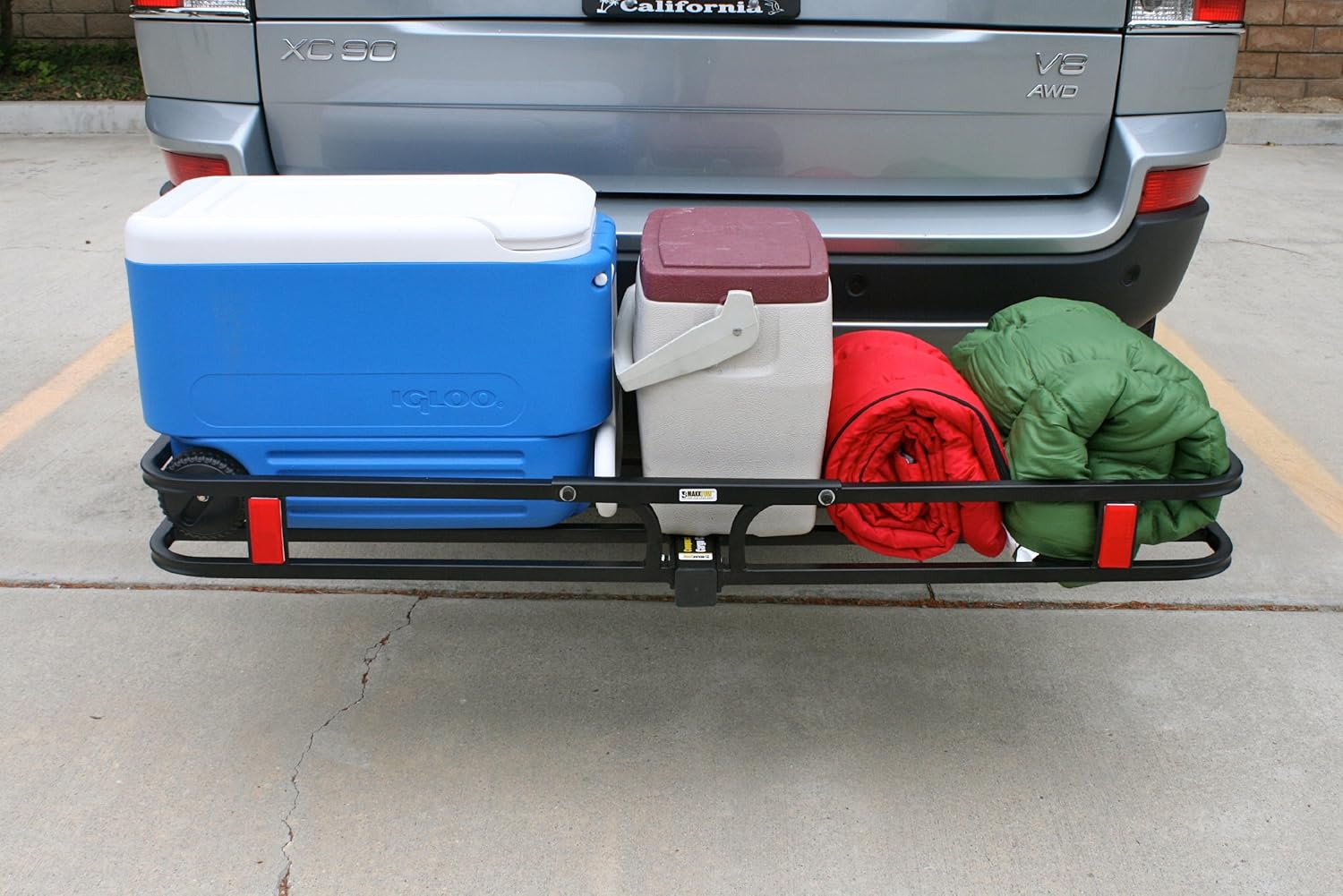 MaxxHaul 70107 53 x 19-1/2 Hitch Cargo Carrier - Trailer Hitch Mount Steel Cargo Carrier With High Side Rails For RV's, Trucks, SUV's, Vans, Cars With 2 Hitch Receiver - 500-lb Load Capacity , Black