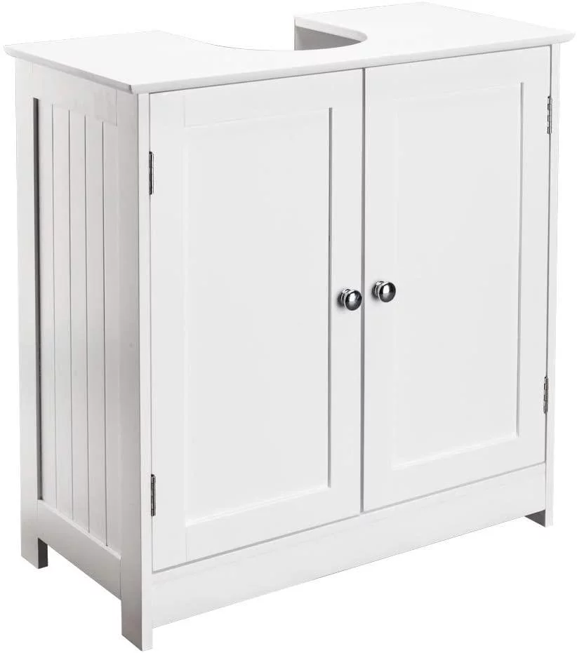 Pedestal Under Sink Storage Bathroom Vanity Cabinet Freestanding Space Saver Organizer with Shelves, White