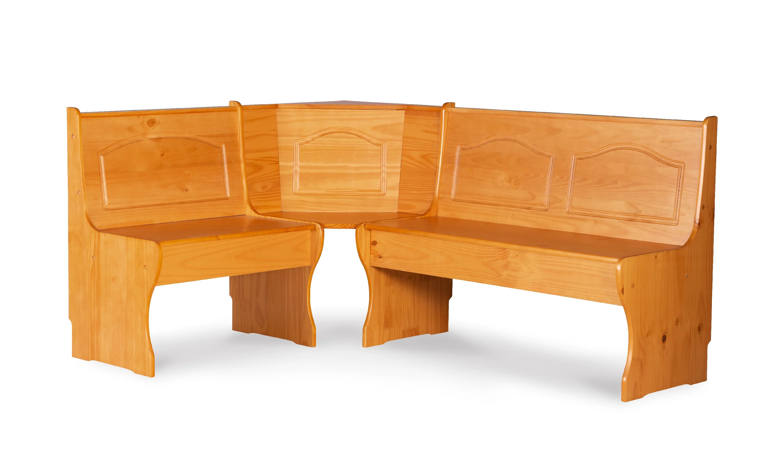 Linon Varden Corner Dining Breakfast Nook with Storage, Seats 4 (Table Sold Separately), Natural Honey Finish