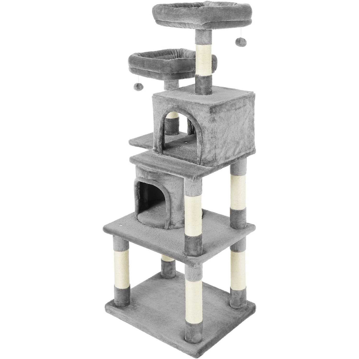 Frisco 61-in Faux Fur Cat Tree Condo - Pet Supplies online store