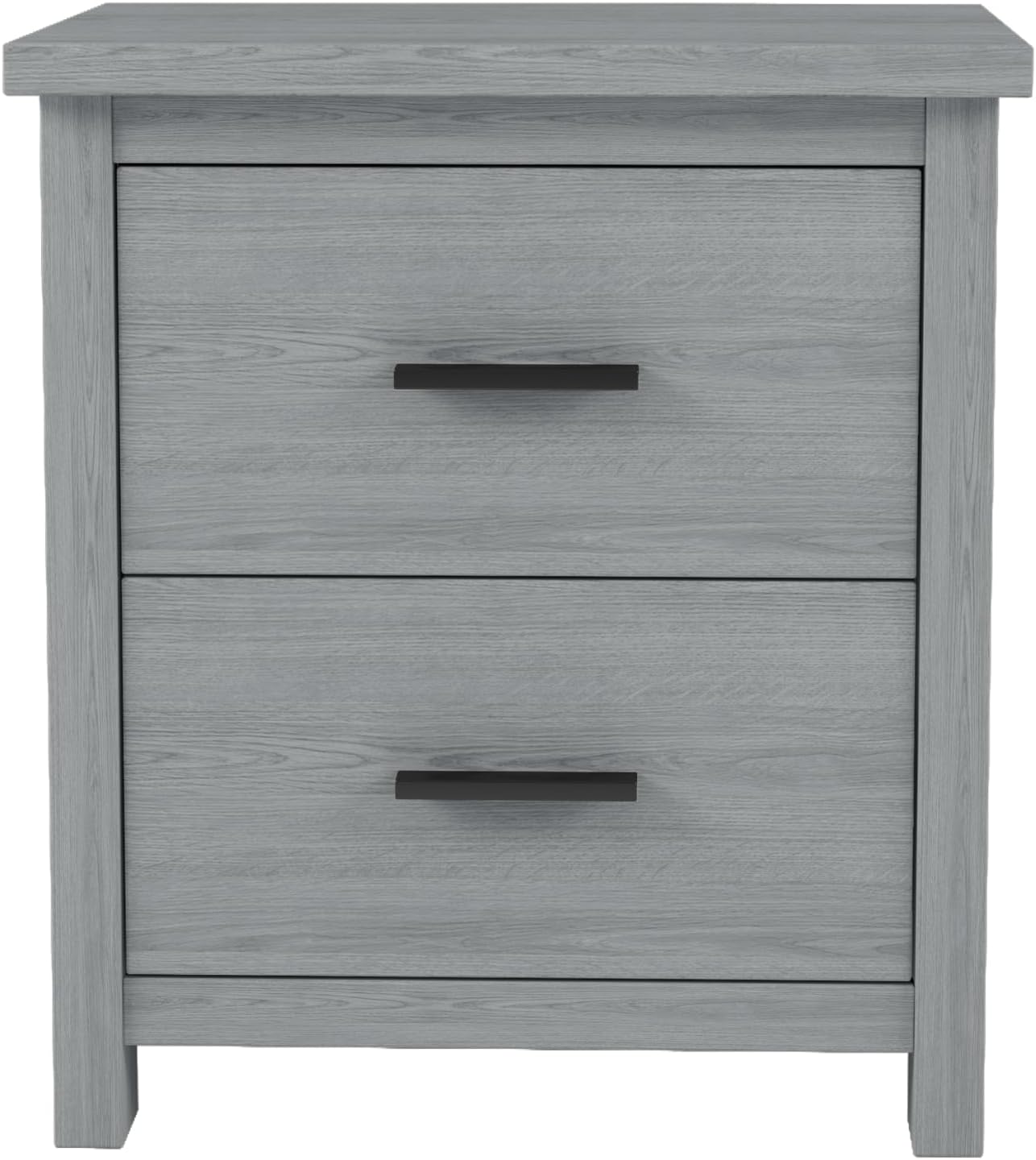 4-Pieces Bedroom Sets Queen Size Vintage Wooden Bed Frame with 2 Nightstands and 1 Dresser,Light Gray
