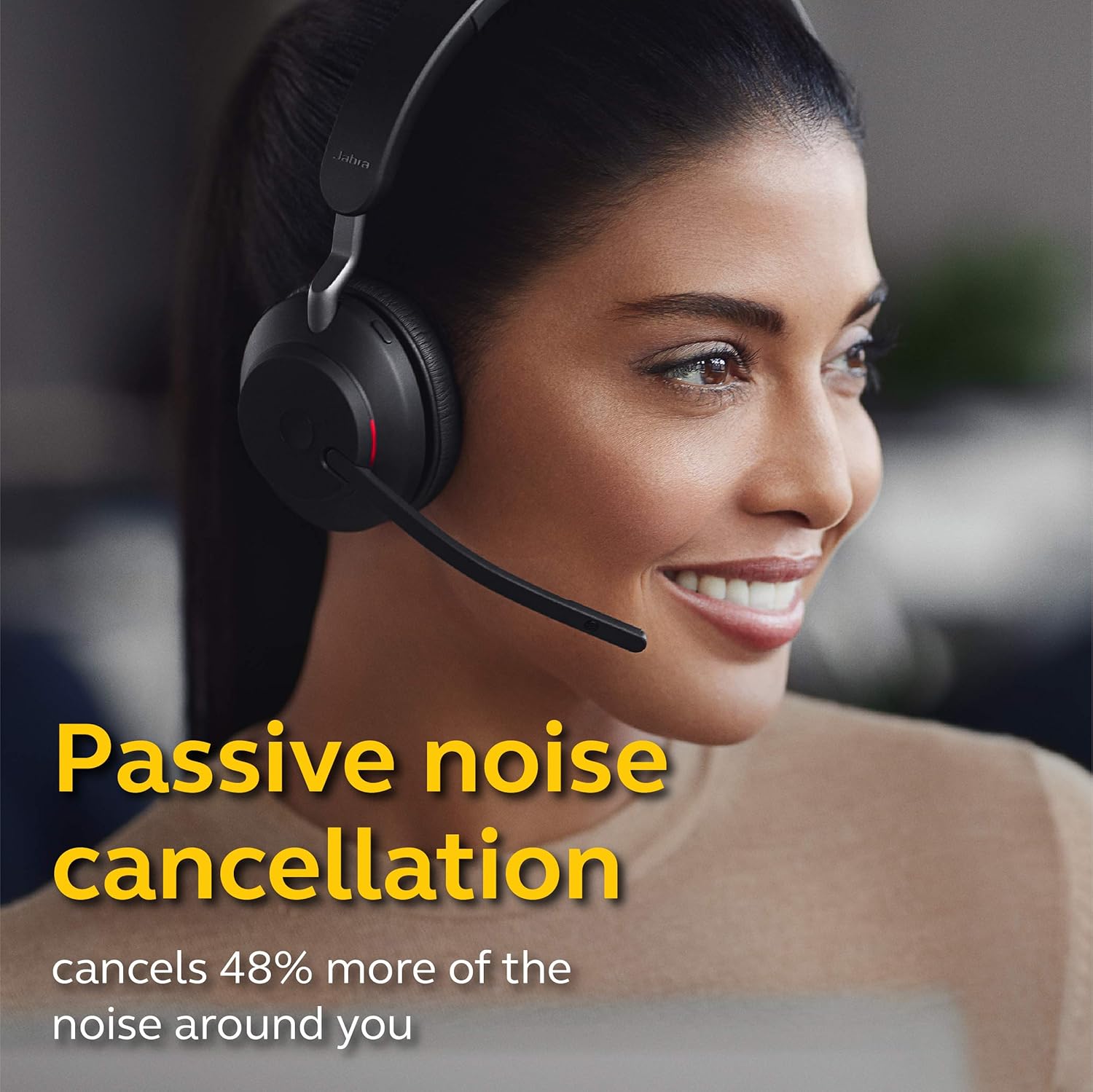 Jabra Evolve2 65 MS Wireless Headphones with Link380a, Stereo, Black – Wireless Bluetooth Headset for Calls and Music, 37 Hours of Battery Life, Passive Noise Cancelling Headphones