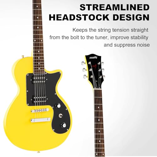 MLP-1 39 Inch Electric Guitar Kit, Beginner LP Full Size Solid Body Electric Guitar With HH Pickups, Gig Bag, Amplifier, Strap, Cable, Picks, String (White)