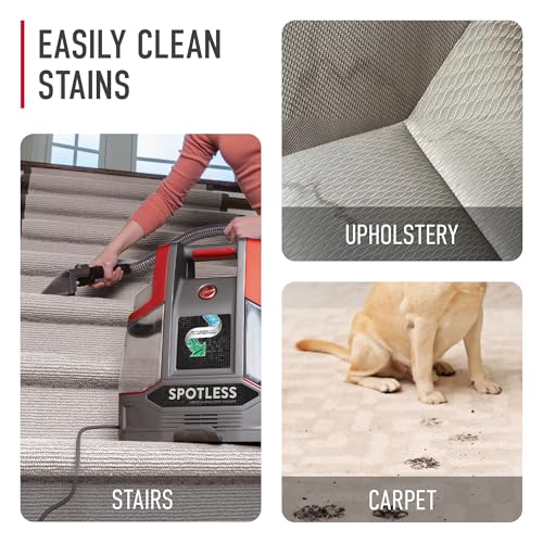 Hoover Spotless Portable Carpet + Upholstery Spot Cleaner Machine, Lightweight Shampooer Machine, Pet Stain Remover, Car and Auto Detailer, Pair with Hoover Carpet Cleaner Solution
