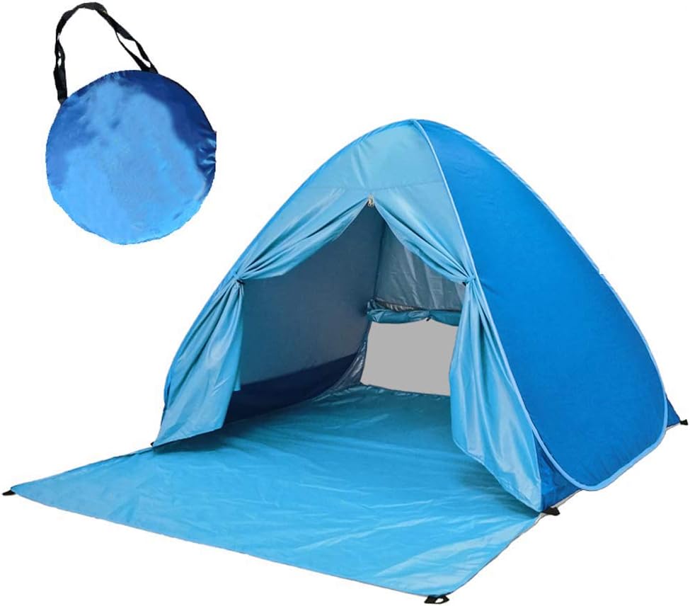 Sky Tower Pop Up Beach Tents Sun Shelter Portable Outdoors Family Baby Shade Tent Easy Setup UPF 50+ Waterproof Windproof UV Protection Canopy Cabana with Carry Bag (1-5 Person)