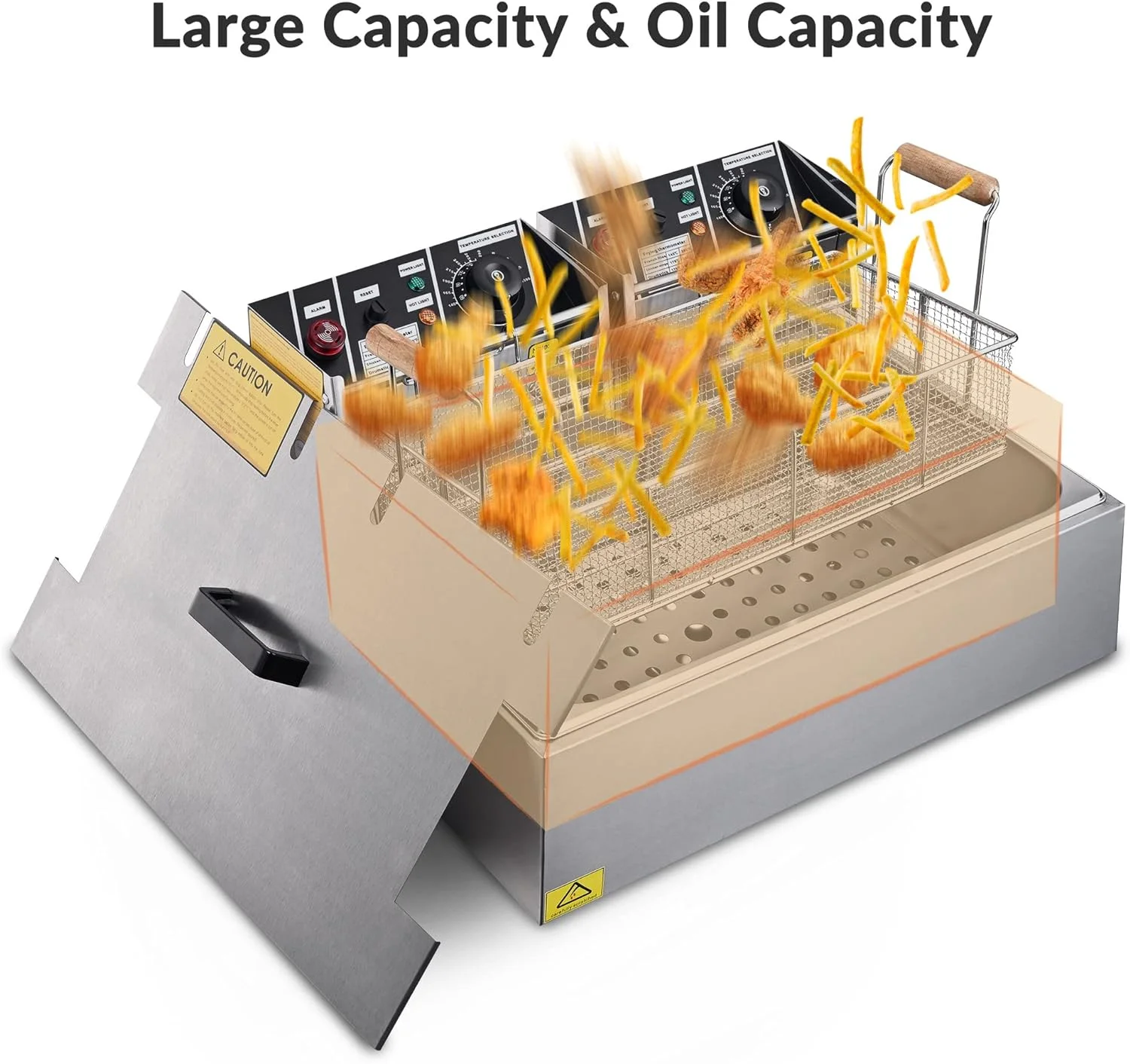 20L Deep Fryer 5000W Electric Coutertop Stailess Steel Sigle Large Tak With Basket For Use