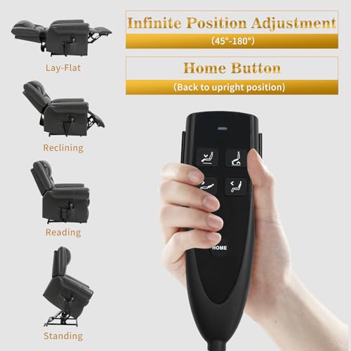 Dual Motor Power Lift Chair, Lay Flat Recliner Chair, Electric Recliner with Massage and Heat for Elderly, Remote Control, Infinite Position, Standing Assistance, USB Ports, Faux Leather, Brown