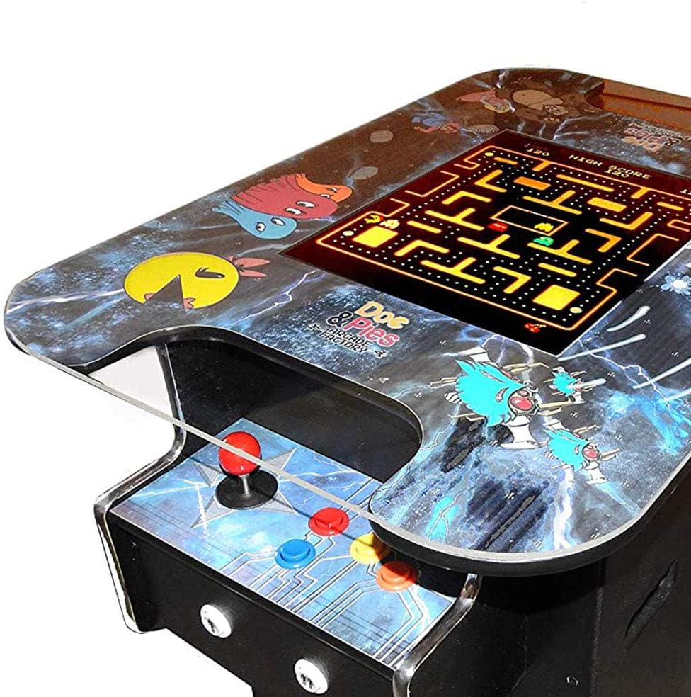 Doc and Pies Arcade Factory Cocktail Arcade Machine - 60 Retro Games - Full Size LCD Screen, Buttons and Joystick