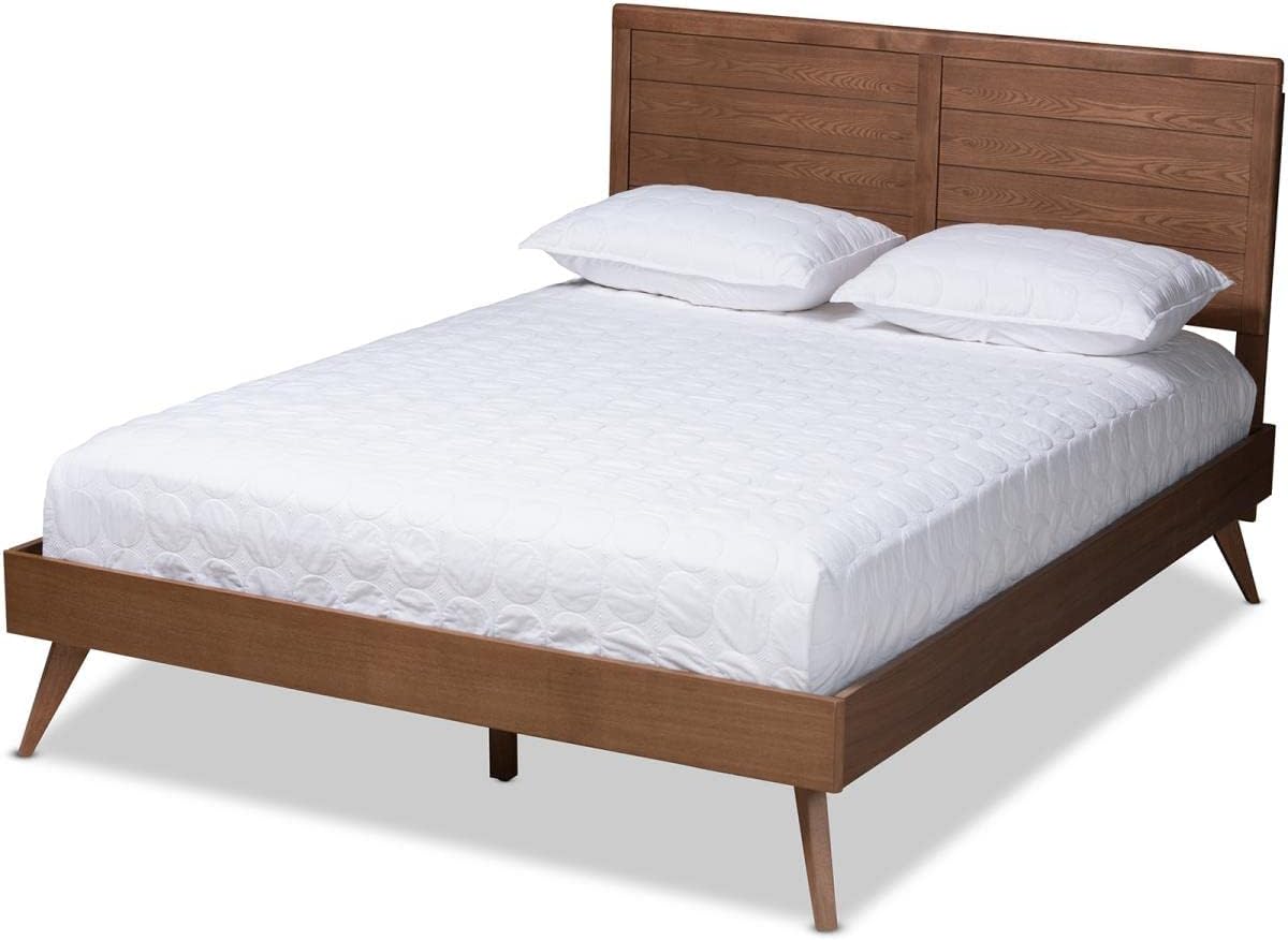 Baxton Studio Artemis Mid-Century Wood Queen Platform Bed in Walnut Brown