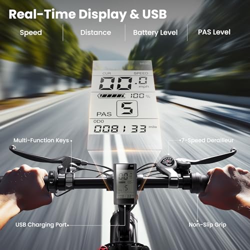 CycFree Electric Bike for Adults,1000W Peak Motor Ebike with 48V 15.6Ah Removable Battery up to 75+Miles & 20MPH Commuter Electric Bicycle, 20" Fat Tire All-Terrain Step-Thru 7-Speed E Bike