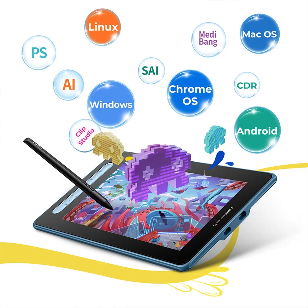 XP Pen Artist 10 2nd Graphics Tablet with Screen Latest X3 Smart Chip Drawing Tablet Pens Display with 8192 Pressure Stylus For Animator Designer Beginners of Digital Painting, Blue