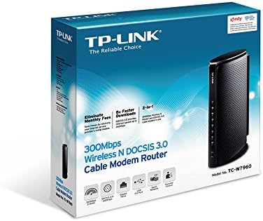 TP-Link TC-W7960 DOCSIS3.0 300Mbps Wireless WiFi Cable Modem Router for Comcast XFINITY, Time Warner Cable, Cox Communications, Charter, Spectrum