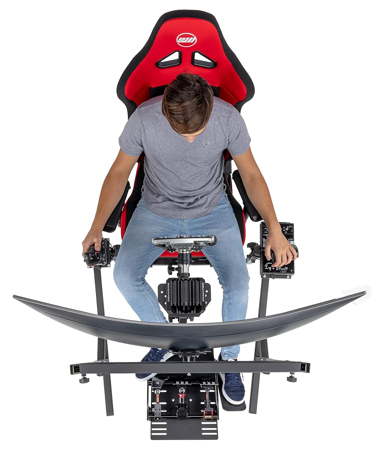SimFab Triple Monitor Stand for Racing and Flight Simulators Model LD | Up to 100x100mm VESA Mount or M4/M5 Hardware (Triple Monitor Stand, Light Duty Mount Brackets)