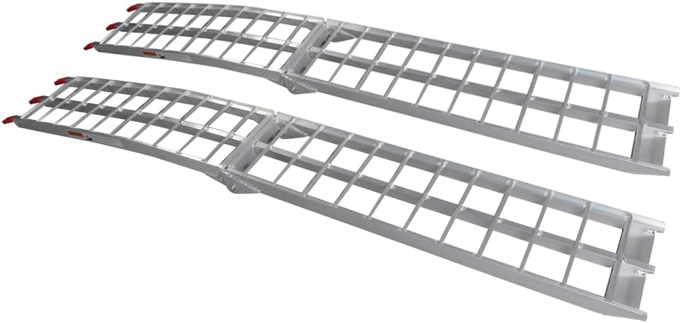 7.5ft 2Pcs Aluminum Loading Ramps for Lawnmower ATV UTV Truck Folding Ramps with Support Legs &Load Straps,Folding Ramps Motorcycle, Solid Ramps for every day use.