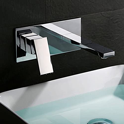 SUMERAIN Wall Mount Bathroom Faucet Black and Gold Finish, Lavatory Vessel Sink Faucet with Rough in Valve