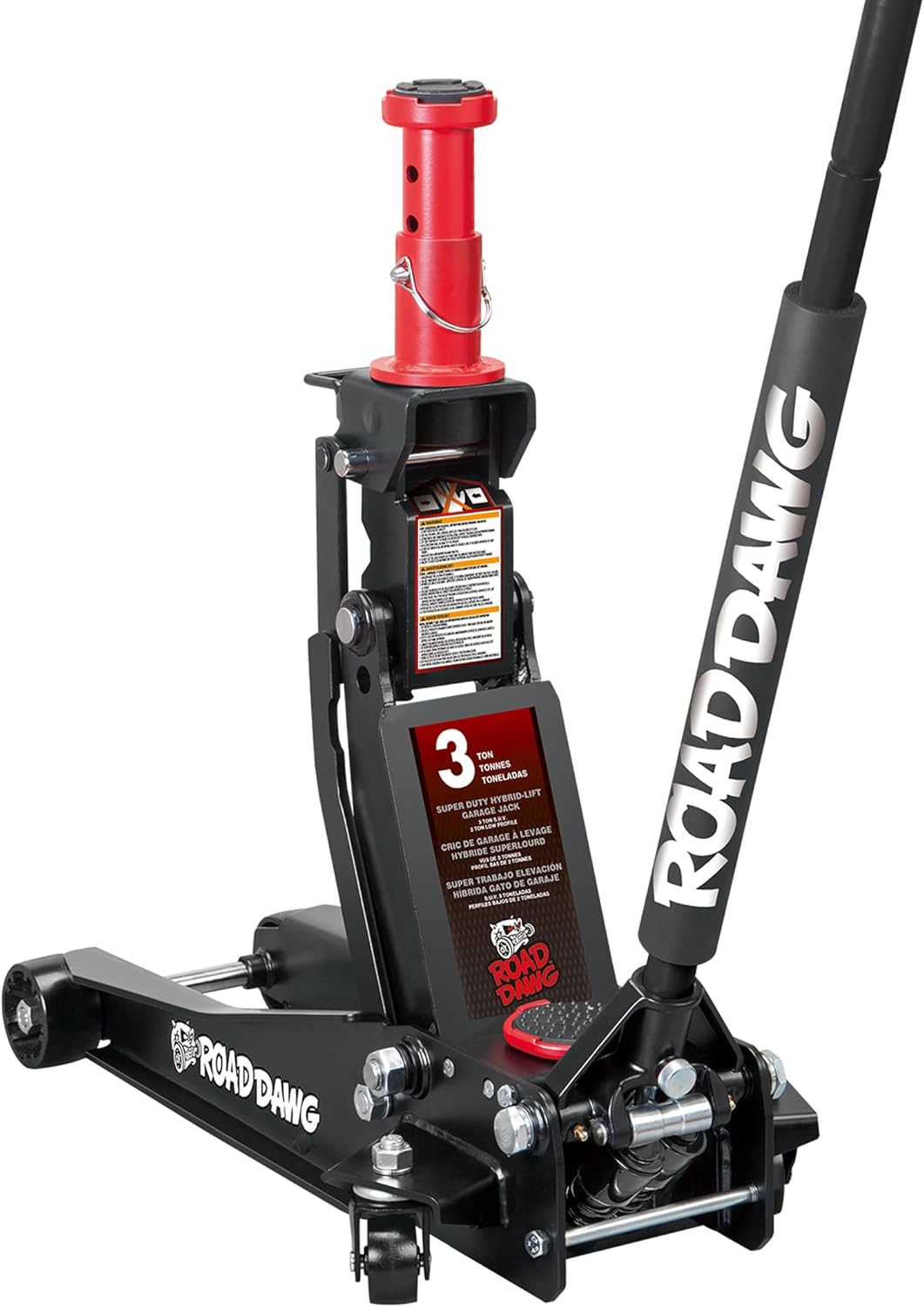 Road Dawg ATZ830027HD Torin Hydraulic Low and High Profile Professional Grade Foldable Garage Service/Floor Jack with Quick Lift Pump, 3 Ton (6,600 lb) Capacity, Black