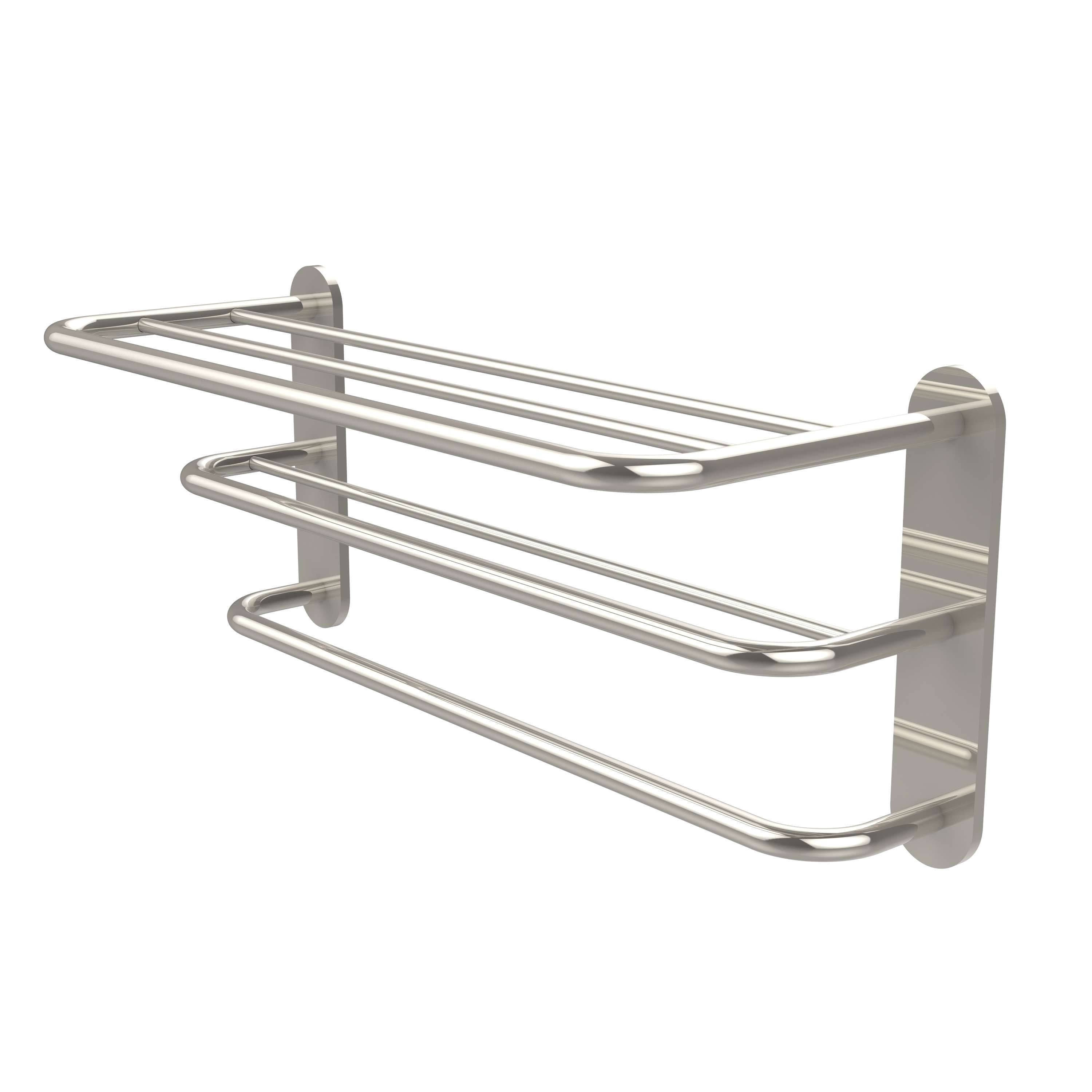 Allied Brass HTL-3-PNI Three Tier Hotel Style Towel Shelf with Drying Rack Polished Nickel