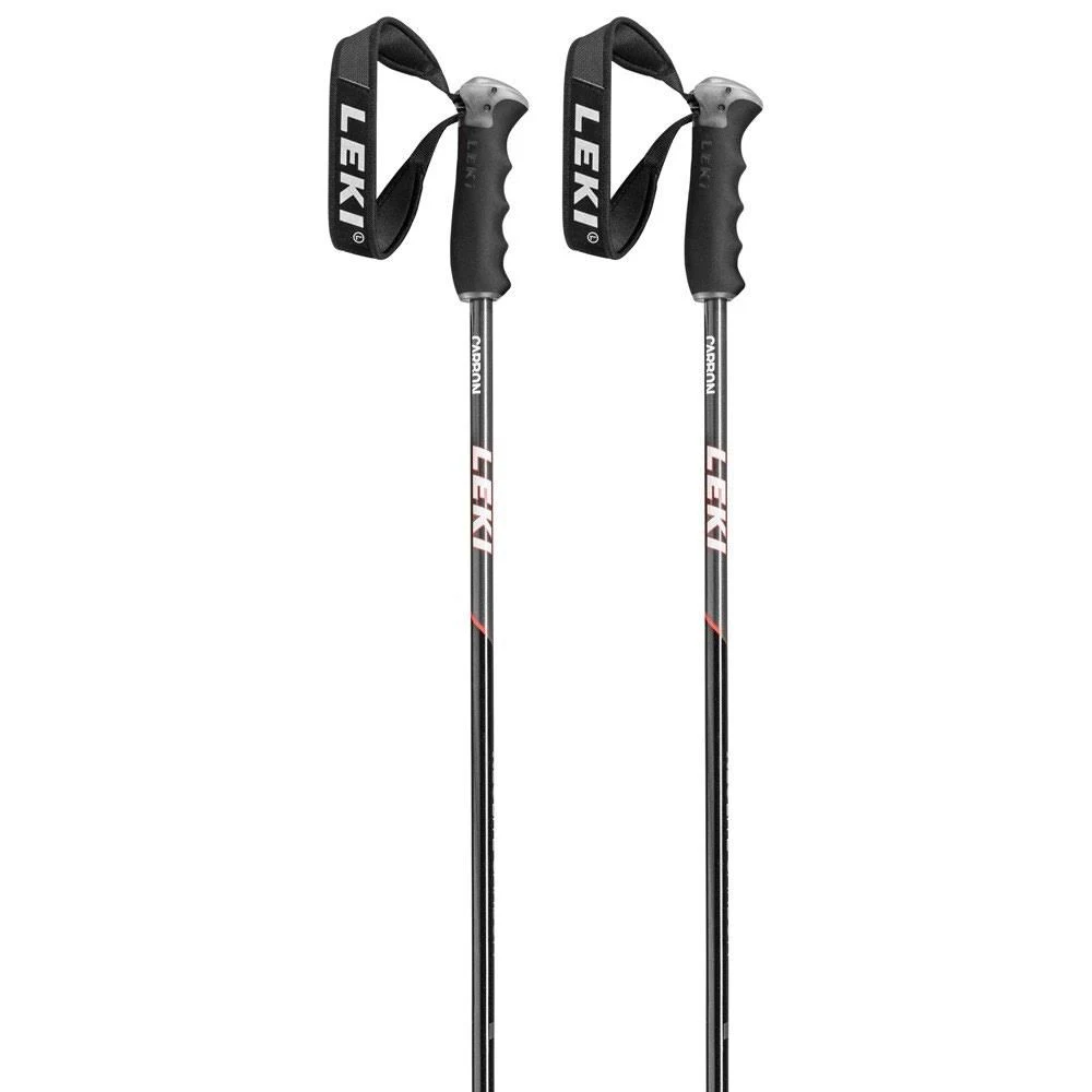 Leki Neolite Carbon Pair of Ski Poles, 125cm Black/White/Neon Red