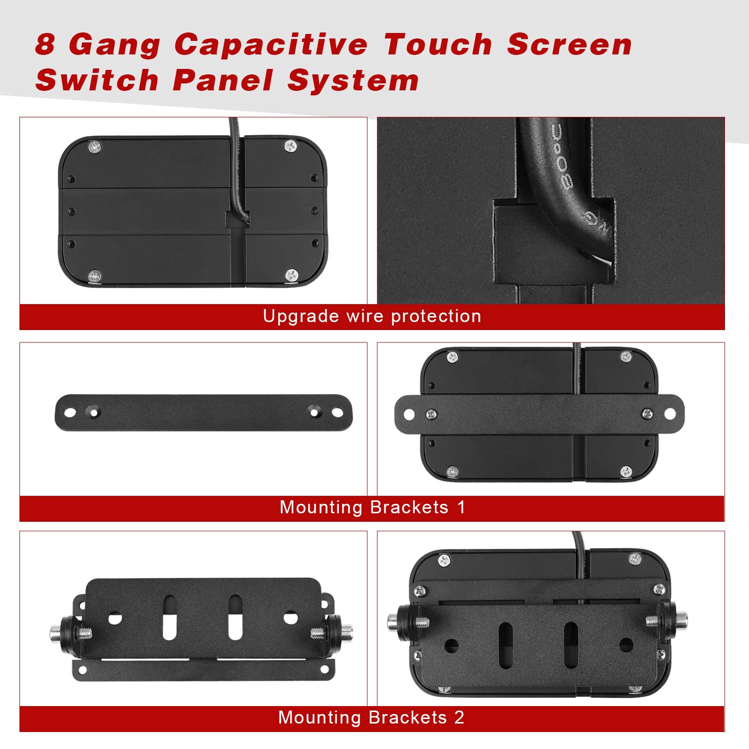 6 Gang Switch Panel Kit, Auto Power Plus Circuit Control Box Relay System Universal ON-Off Touch Switch Box for Car Marine Boat ATV UTV Truck