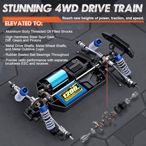 HAIBOXING 16890SA 1/16 Scale 4WD Brushless RC Truck Max 40 MPH Fast RC Cars, All Terrains RC Car with Independent ESC 4X4 Off-Road Semi-Truck for Boys and Adults, 3S Battery Applicable (not Included)