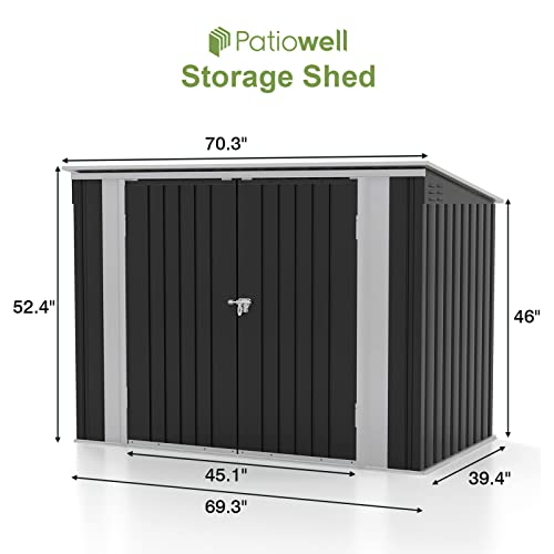 Patiowell 3 x 3 FT Outdoor Storage Shed,Small Garden Tool Storage Shed with Sloping Roof and Single Lockable Door, Outdoor Shed for Backyard Garden Patio Lawn, Grey