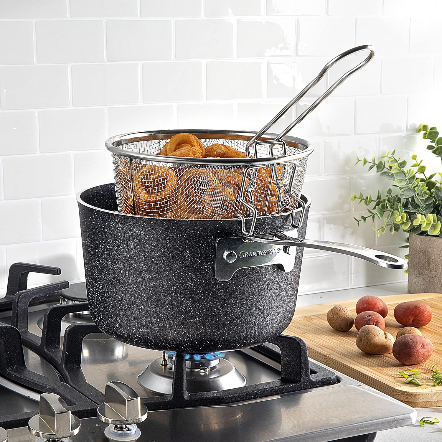 Granitestone Original Stackmaster 15 Piece Nonstick Cookware Set, Scratch Resistant Kitchenware, Pots and Pans, Induction-Compatible