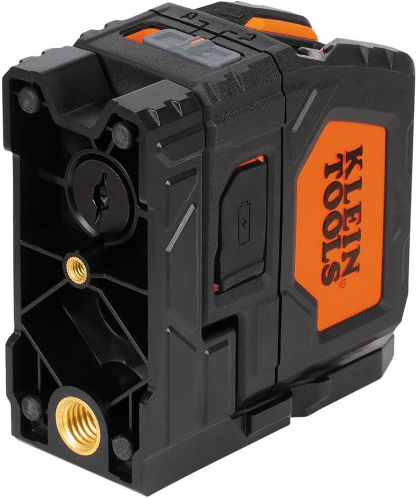 Klein Tools 93LCLGR Self-Leveling Laser Level, Rechargeable, Cross-Line Level with Bright Green Lines, Red Plumb, Magnetic Mounting Clamp