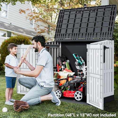 YITAHOME 8x6.2FT Outdoor Storage Shed w/o Floor, All-Weather Plastic Shed with Lockable Doors, Window & Vents, Plastic Tool Shed for Backyard, Patio, Poolside, Lawn, Gray