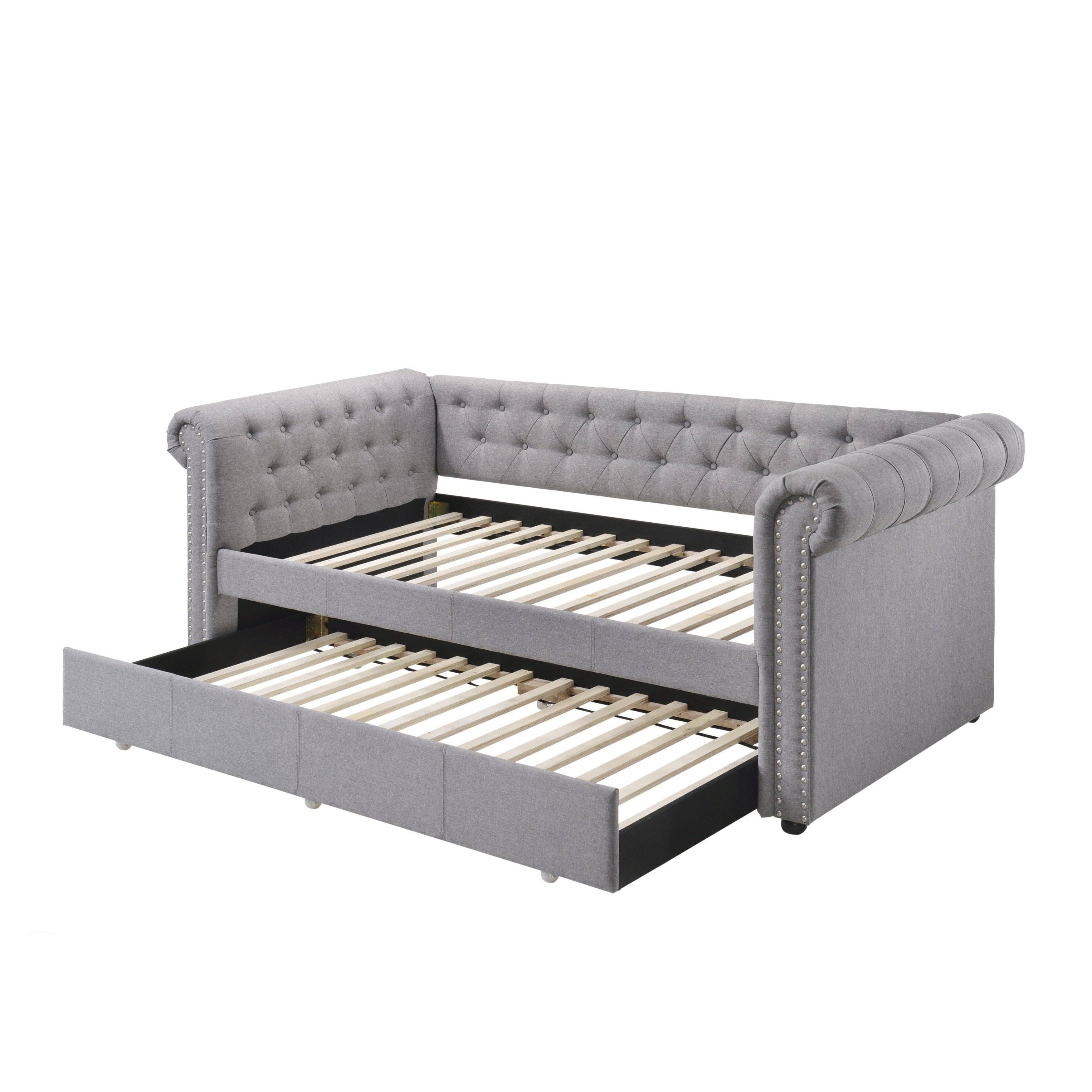 Acme Furniture Justice Smoke Gray Fabric Daybed u0026 Trundle - Twin