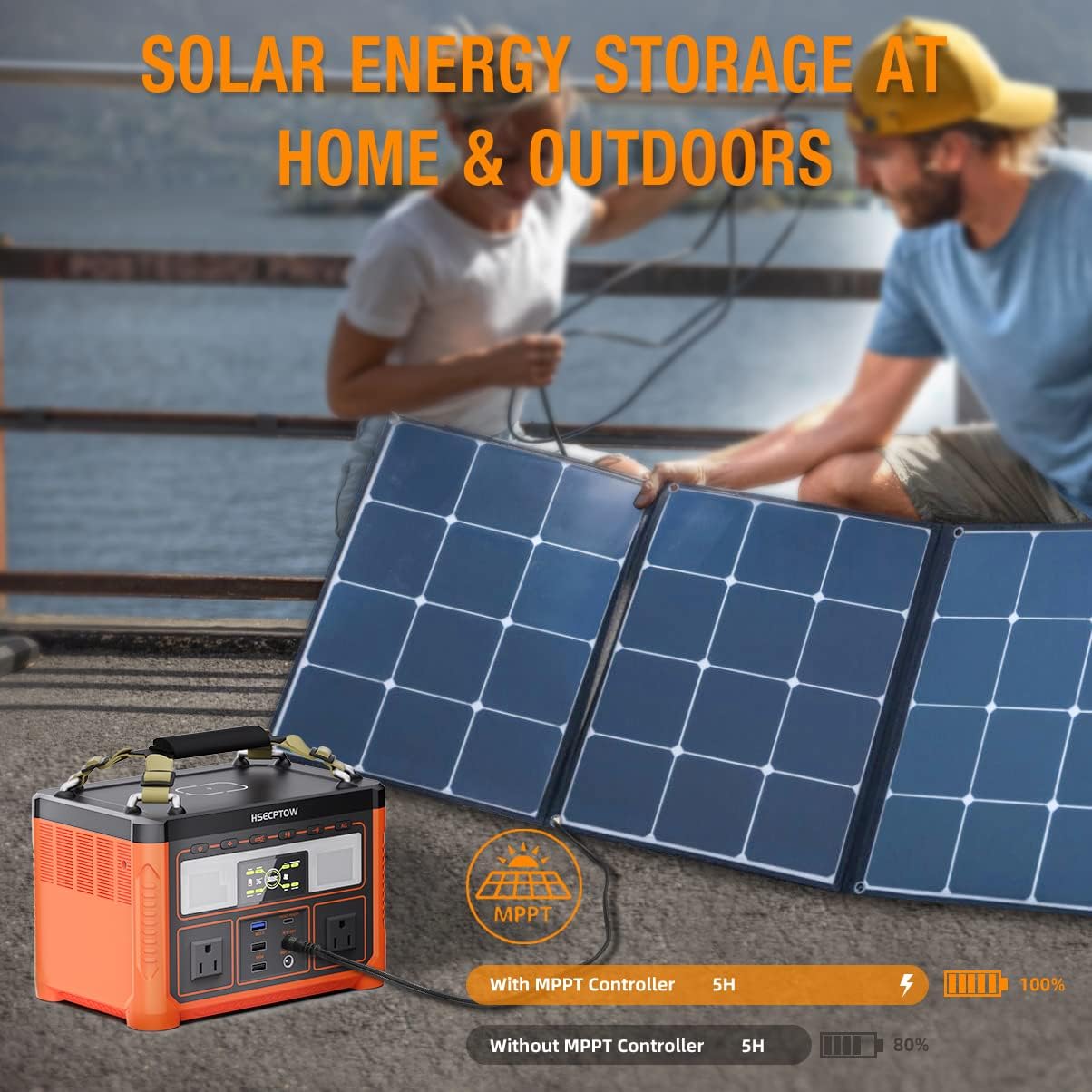 Portable Power Station 300W, HSECPTOW 264Wh Outdoor Generator Backup Lithium Battery with PD65W USB-C,110V AC Outlet,10W Wireless Charge, Portable Solar Generator(Solar Panel Not Included) Power Bank for Camping RV Outdoors Home CPAP Emergency