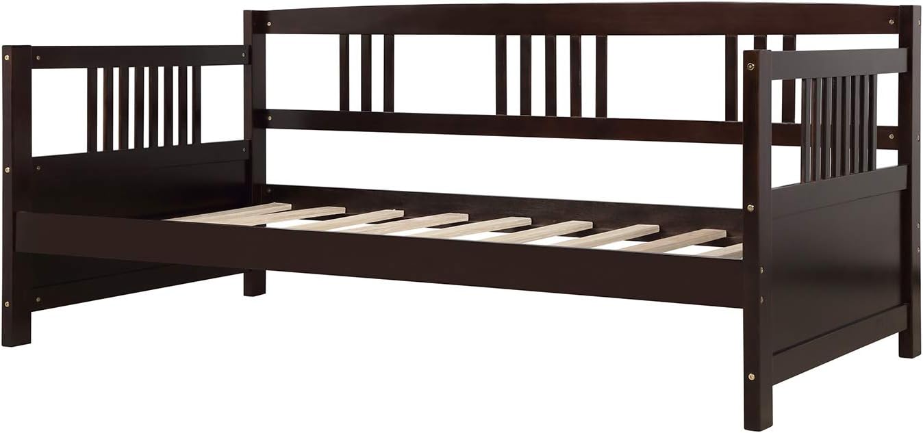 Modern Solid Wood Daybed, Multifunctional, Twin Size, Espresso