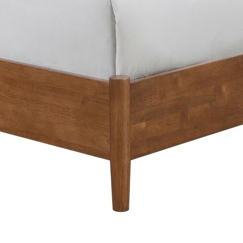 Furniture of America Wyatt Modern Solid Wood Queen Bed Frame with Headboard, Wooden Bedframe for Bedroom, Guest Room, No Box Spring Needed, Walnut, Boucle Platform