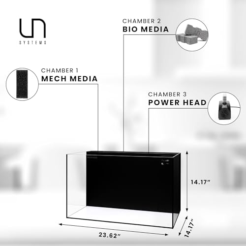 Ultum Nature Systems Dual All in One Complete Rimless Aquarium for Freshwater & Saltwater Tanks, Triple-Chamber Filter System Included, Integrated Fish Tank Kit w/Sleek Design