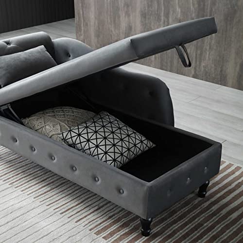 Indoor Modern Tufted Velvet Upholstered Chaise Lounge with Storage, Sleeper Sofa for Living Room Bedroom
