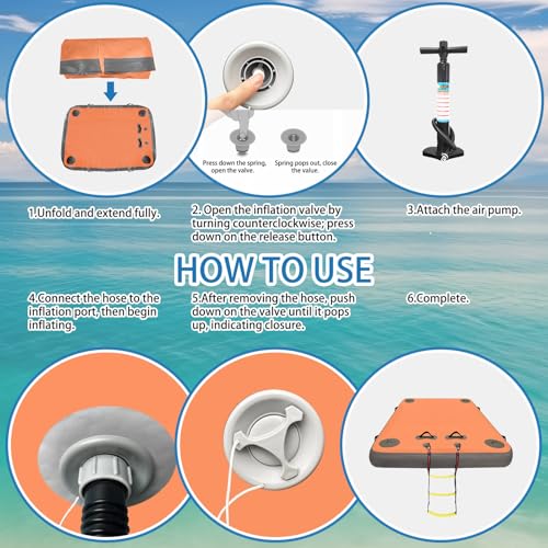 VOFiTNY Inflatable Floating Dock, Swim Platform Floating Dock for Lakes, Lake Floats for Adults, Island Raft Mat for Lake Beach Ocean, Non-Slip Surface
