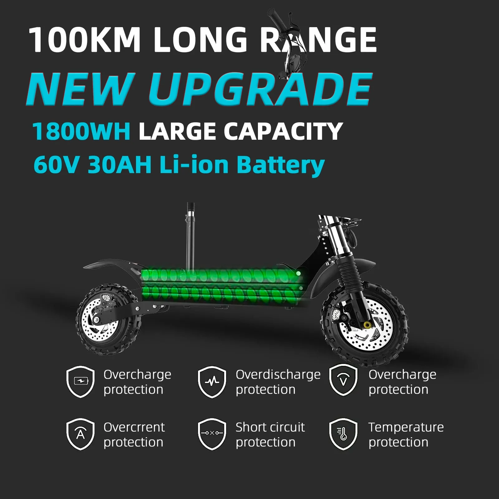 50MPH &60Miles ,Dual Motor Electric Scooter for Adults with Seat ,60V 5600W ,11 inch Off-Road Tire