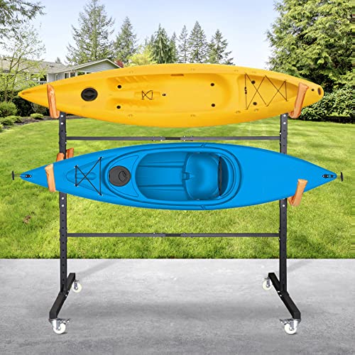 Freestanding Kayak Storage Rack 2 Kayaks/4 Kayaks, Kayak Racks for Outdoor Storage, Kayak Stand Heavy Duty Storage for Kayaks, Canoes, SUP and Surfboards