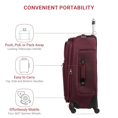 SwissGear Sion Softside Expandable Luggage, Black, Checked-Large 29-Inch