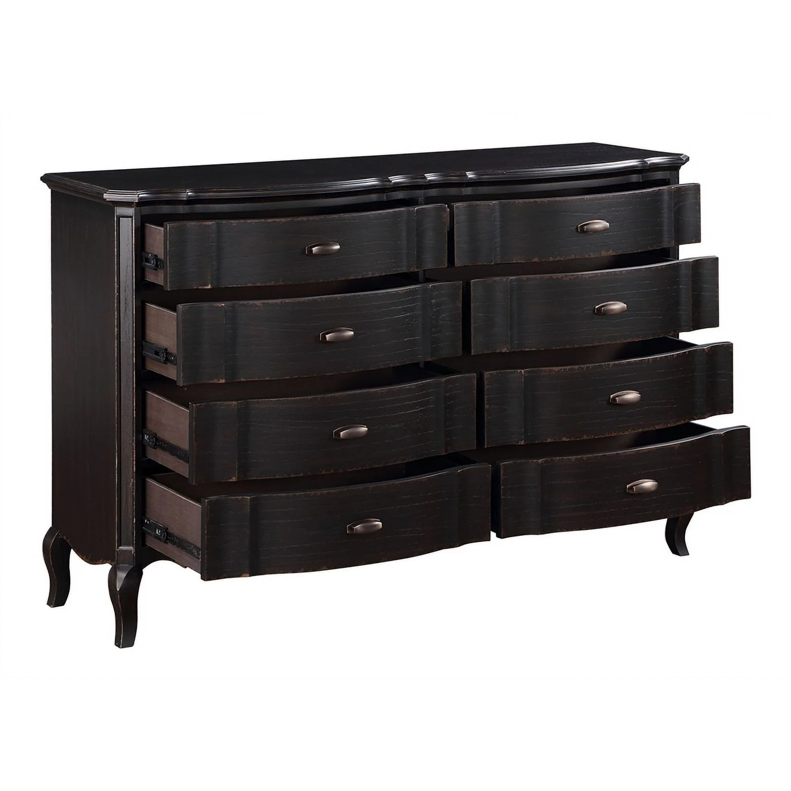 Pemberly Row 8-Drawer Contemporary Wood Dresser in Antique Black