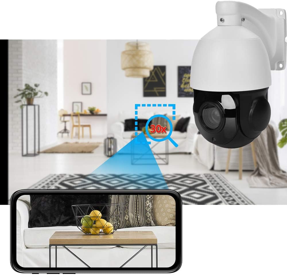 4K Outdoor PTZ IP POE 8MP Security IP Camera Pan Tilt 30xOptical Zoom Speed Dome 300FT IR Night Vision Motion Detection Remote View Two-Way Audio