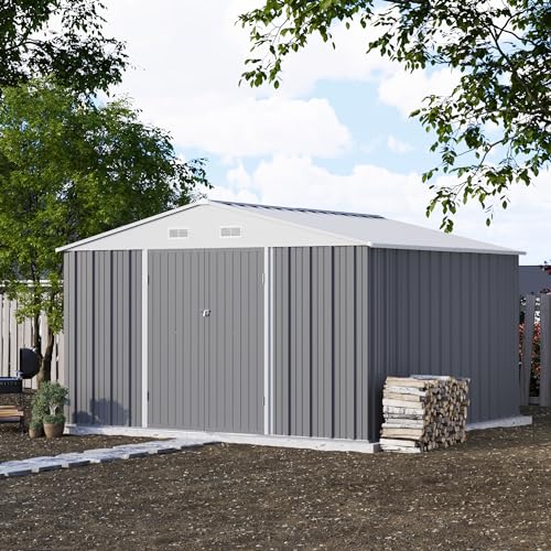 Patiowell 3 x 3 FT Outdoor Storage Shed,Small Garden Tool Storage Shed with Sloping Roof and Single Lockable Door, Outdoor Shed for Backyard Garden Patio Lawn, Grey
