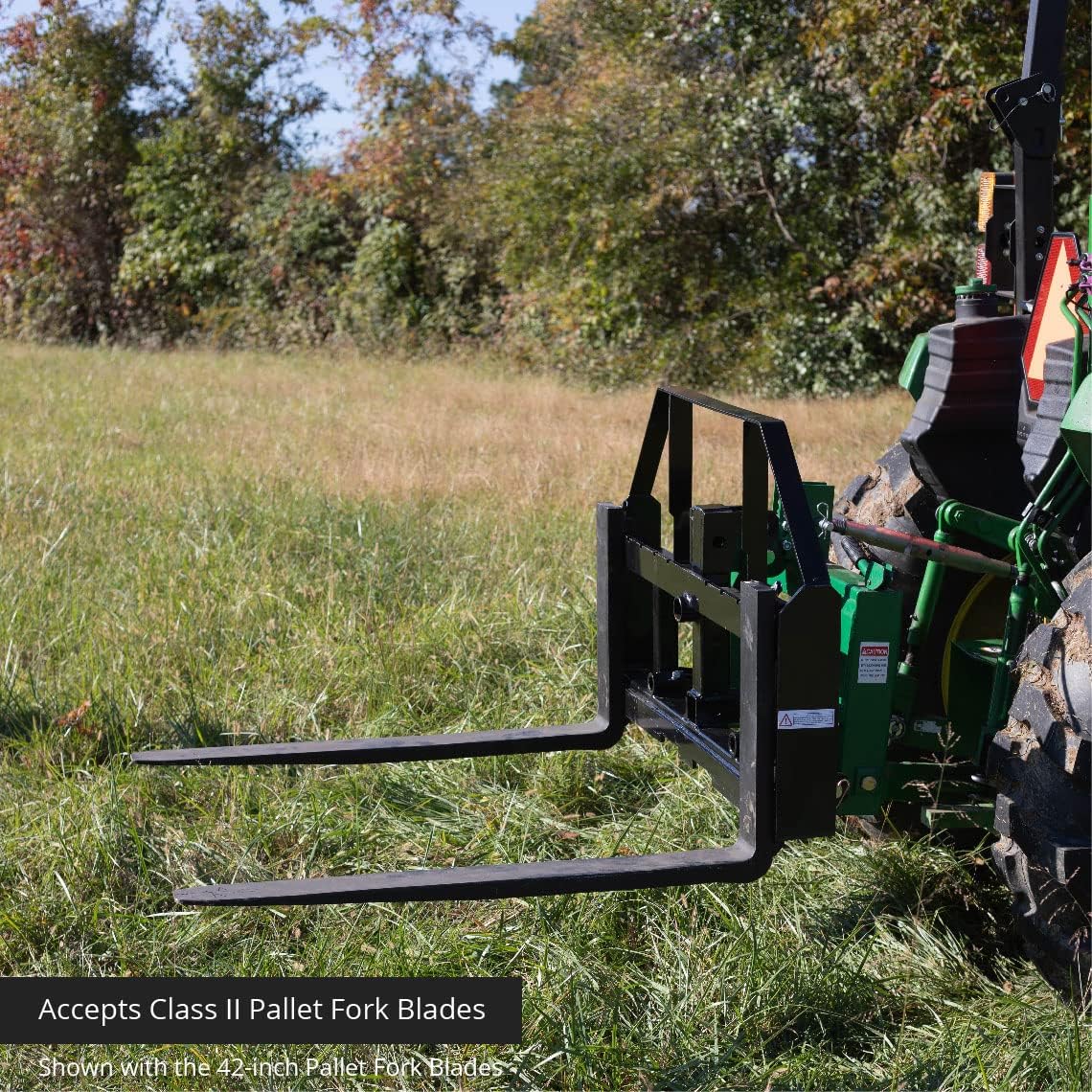 Titan 60-in Pallet Fork Hay Frame Attachment with Rack, Receiver Hitch, Spear Sl