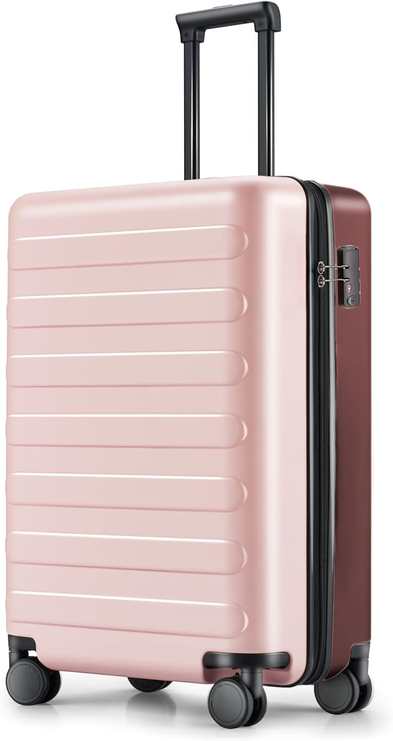 Carry on Luggage 22 X 14 X 9 Airline Approved, 20 Inch Luggage for 3-5 Days Travel, Double Spinner Wheels, 100% Hardshell PC, TSA Lock (Pink Red, Rhine)