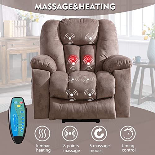 CANMOV Large Power Lift Recliner Chair with Massage, Heat, and USB for Elderly, Overstuffed Wide Recliners, Heavy Duty and Safety Motion Reclining Mechanism, Gray