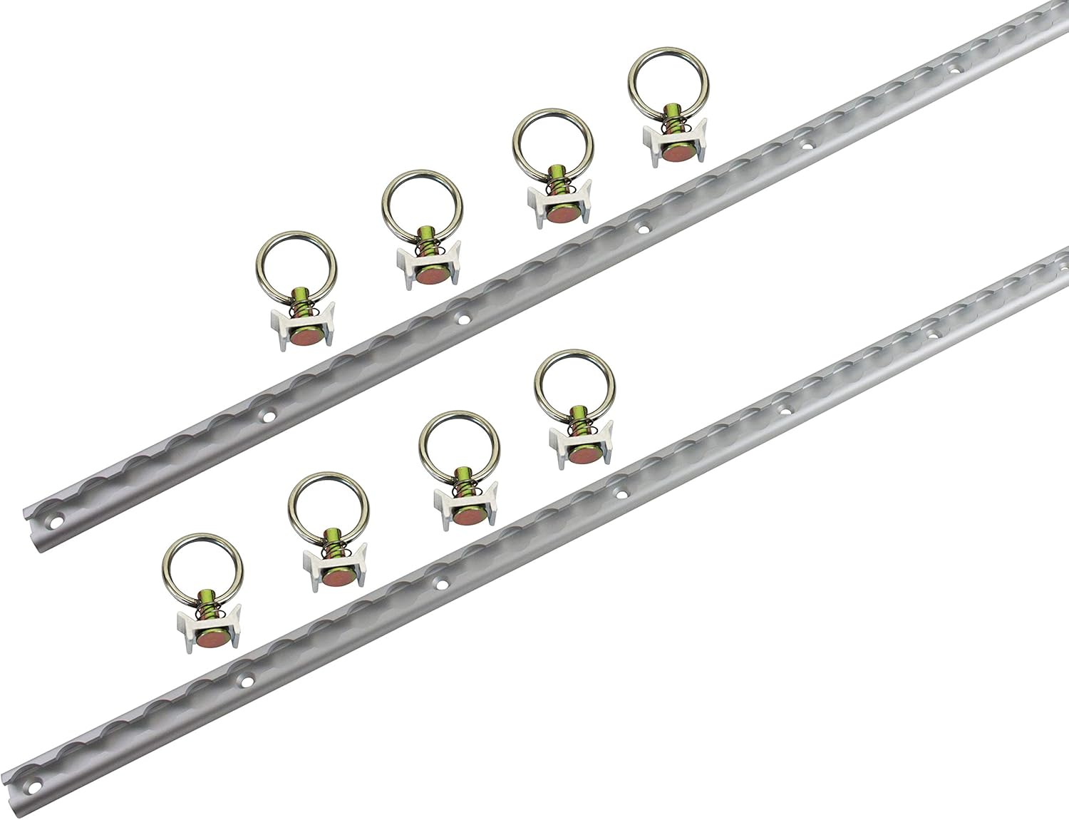 Mytee Products Heavy Duty Aluminum 4ft L-Track (4 Pcs) w/L-Track Stud Stainless Steel Ring (16 Pcs) Tie Down System for Enclosed Trailers and Cargo Vans