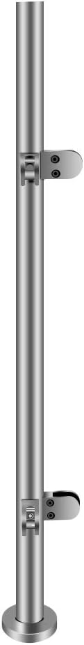 NOPTEG 35" Glass Railing Post - 【Corner Post】 304 Stainless-Steel Glass Panels Deck Railing System Glass Fence Panels Glass Railing Hardware Glass Stair Railing System (Free-Handrail Version Pack of 2