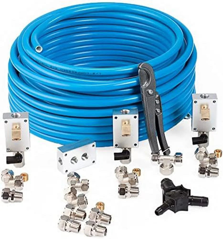 Pressured Leak-Proof Easy To Install Air Compressor Accessories Kit Piping System | 1/2 Inch X 100 Feet HDPE-Aluminum | Connects W/ Any Air Compressor Hose | 100 PSI | 35 Pieces | M3800.