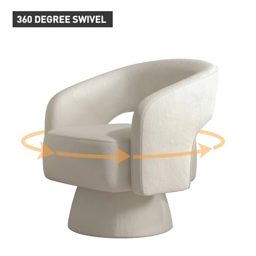 Bonzy Home Swivel Barrel Chair, Set of 2 Velvet Accent Armchair 360 Degree Swivel Club Chair for Living Room Bedroom Reception Room, Beige
