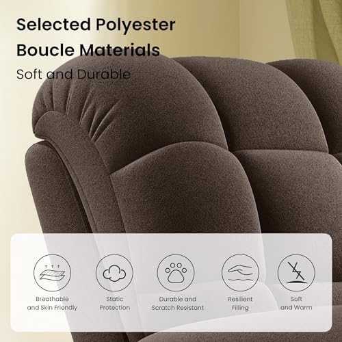2024 New Power Recliner Chair for Adults, Adjustable Electric Power Chair Lift Recliner, USB Port, Ultra-Comfy Teddy Fleece Recliner for Living Room, Tool-Less Setup Single Sofa, Beige white