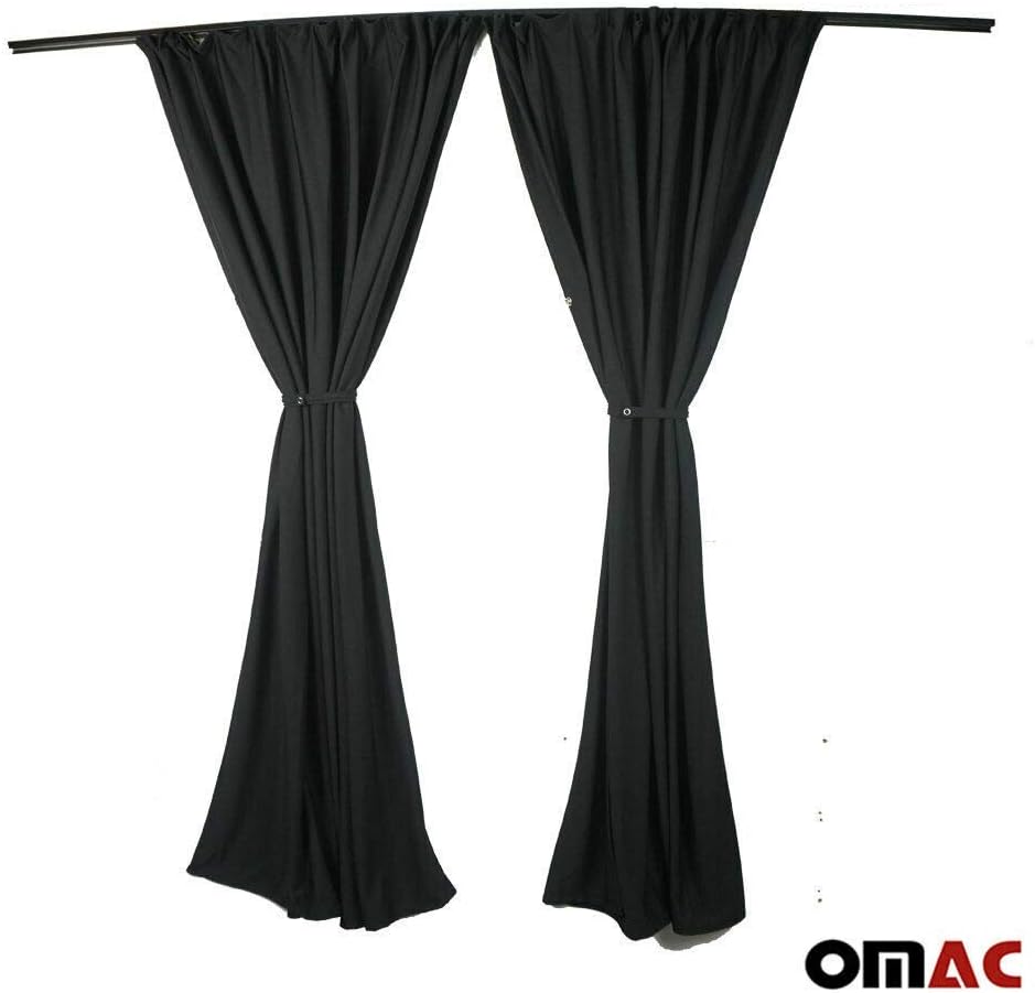 OMAC Van Cab Divider Curtains Campervan Sunshade Blinds Kit Black | Fits Mercedes Accessories 2 pcs. Curtains 1pcs. Profiles Screws (54x39 ?nch)